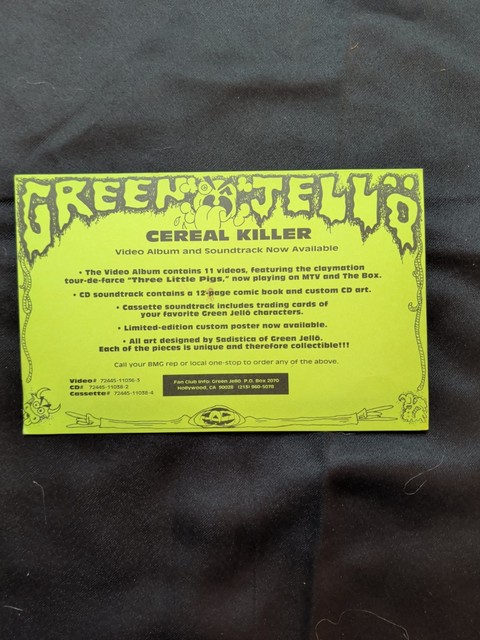 VINTAGE Green Jello Cereal Killer Promo Postcard Insert Card 1993 Ultra Rare