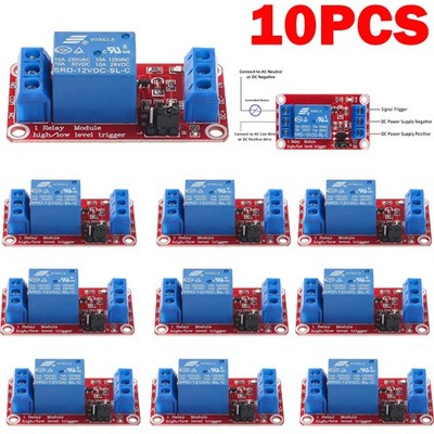 10X Relay Module 1 Channel 12V High Low Level Trigger Module Red Relay Module
