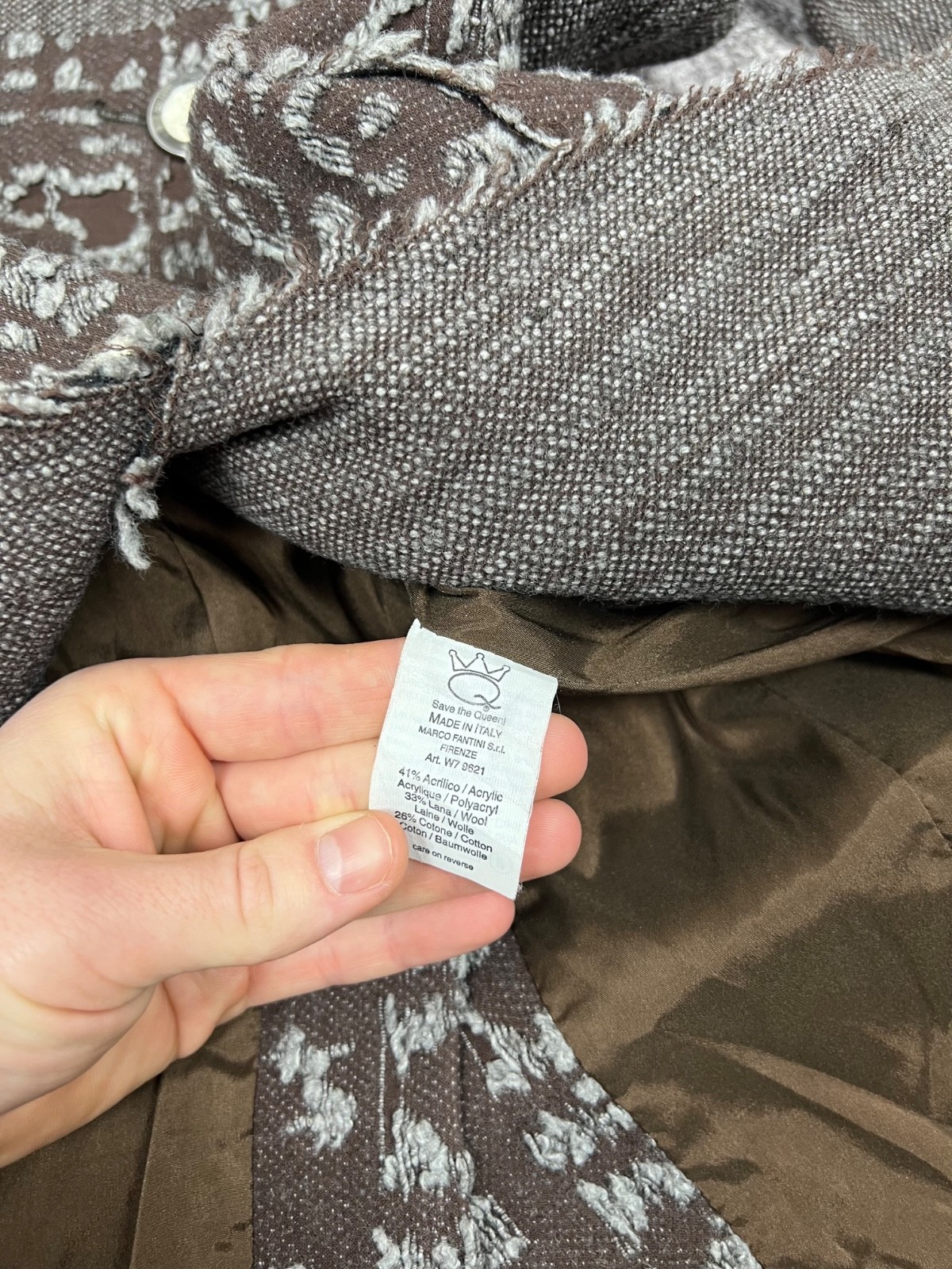 Save The Queen Patchwork Wool Coat Assymetric Bro… - image 12