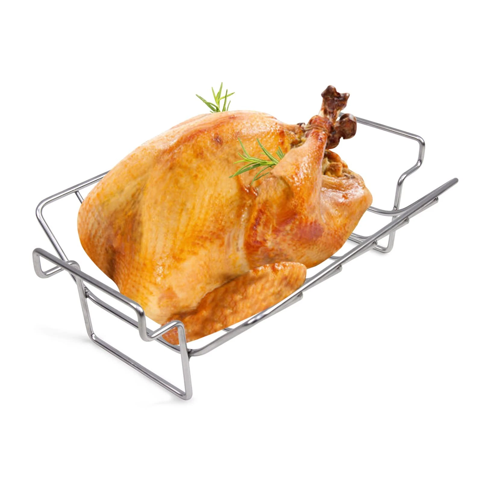 Turkey Roasting Rack for Smoking and Grilling,Stainless Steel Rib Rack for Bi...