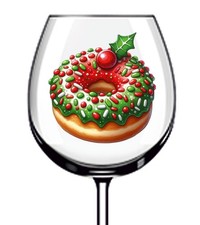 12x Colourful Christmas Donut Vinyl Sticker Decal Tumbler Wine Glass Bottle Van