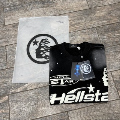 Hellstar Men's Graphic Print Logo T-Shirt Black/White Crew Neck Short Sleeve S