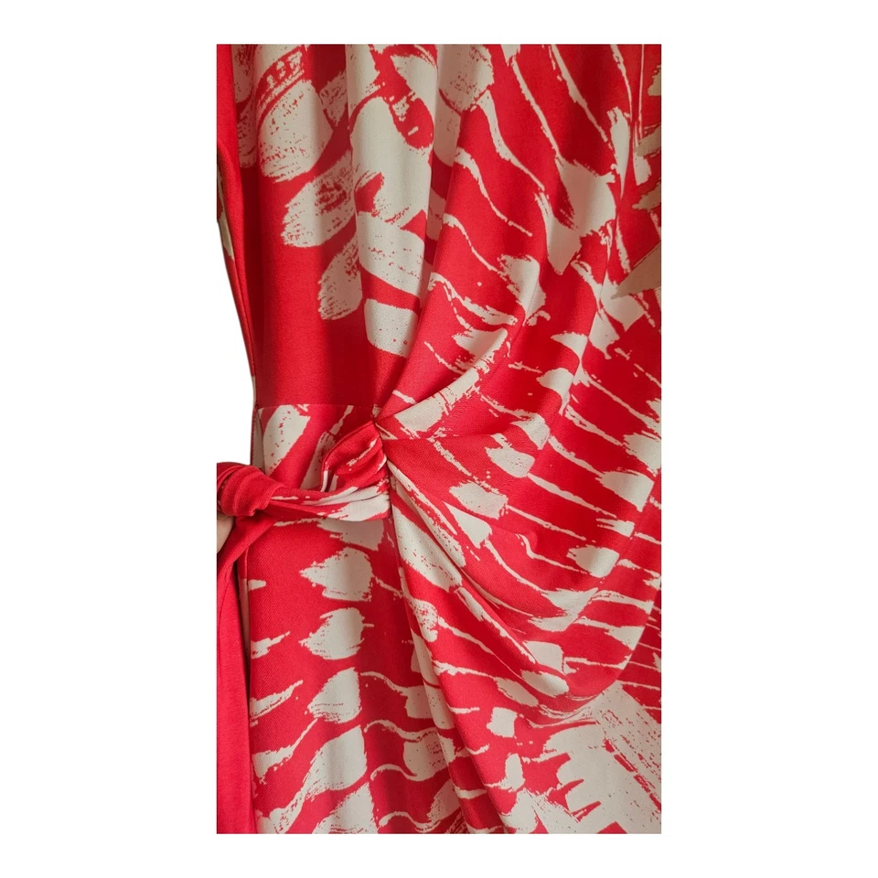 Vestido Donna Morgan Talla 16 Rosa Imitación Envoltura Elastizado Abstracto S/S Sin Forro Foto 4 de 4