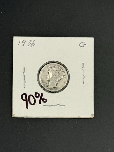 1936 Mercury Dime 10c Silver Uncirculated 10 Cents US Type Coin 90% Silver