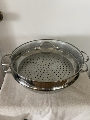 H.T Traders Professional Stainless Steel Steam a Wok 13'' 3-Piece Set