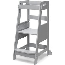 Toddler Step Stool Grey Learning Standing Helper Tower for Toddlers Kitchen