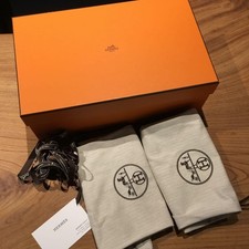 HERMES Orange Box Empty Box Drawstring Bag Ribbon Shop Card US TAX Includ