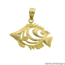 New 14k Gold Tropical Fish Pendant
