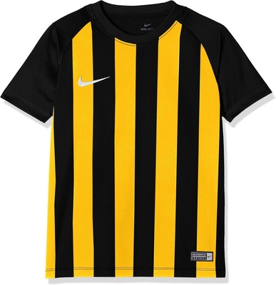 Nike Kids' Striped Segment III Football Shirt, Black/Gold, 8-10 Years