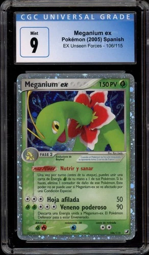 Pokemon Meganium ex EX Unseen Forces SPANISH Holo Ultra Rare #106 CGC 9 Mint