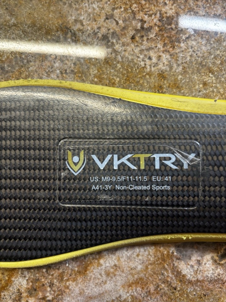 VKTRY Gold Performance Carbon Fiber Insoles Size Mens 9-9.5 Women’s 11 ...
