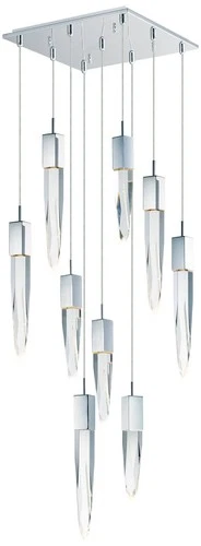 ET2 Quartz 15 3/4" Wide Polished Nickel 9-Light LED Pendant - Picture 2 of 5