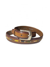 Brighton Seacliff Taper Men's, Brown Aged Leather belt, Silver plate M20419, 36