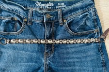 Chico's Womans Belt Gold Metallic Rhinestone diamond Metal bead Belt S/M