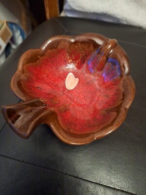Vintage McMaster Pottery Leaf Bowl, 33 Canada Pottery Red Maple