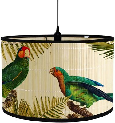 Crapyt Lamp Shade Drum Lamp Shade 11.81''×7.87'' Birds Pattern Chandelier Lam