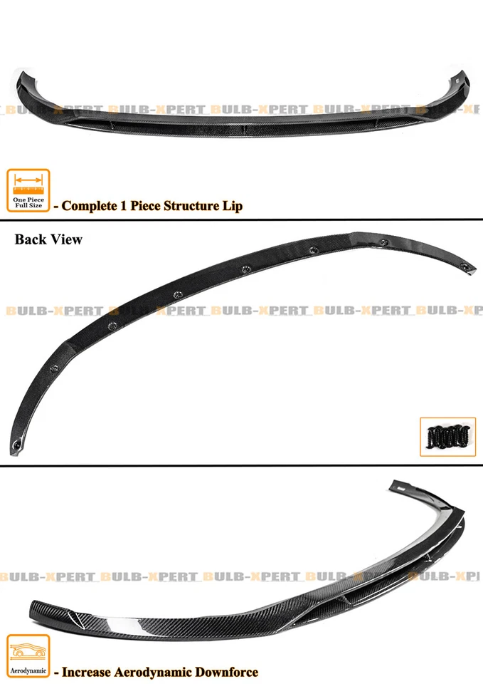 For 19-21 Mercedes Benz W205 C300 C43 AMG Carbon Fiber B Style Front Bumper Lip - Image 3 of 4