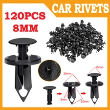 120PCS 8mm Bumper Clips Auto Car Hole Retainer Rivets Fastener Fender Push Pin