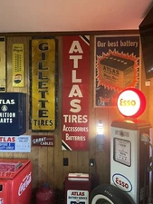 1961 Original Atlas Tires Accessories and Batteries Metal Sign - 16.5 x 70.5
