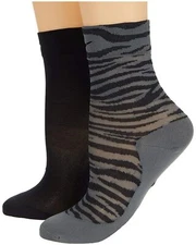 NIKE Women's Sheer 2-Pack Ankle Socks sz M Medium (6-10) Black Gray Stripes