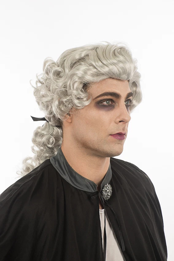 Shiny White Silver Lawyer Court Judge Vampire English British Europe Wig H0401