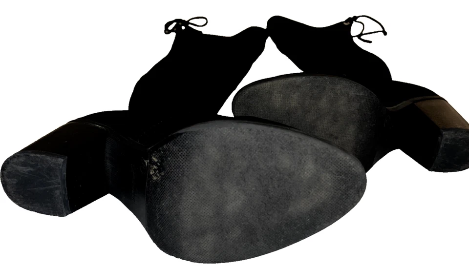 Sexy Botas Negras 3" Bloque Tacón Alto Sobre la Rodilla Corbata Trasera Mujeres 8 Muslos Alto Foto 3 de 4