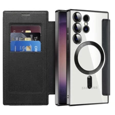 For Samsung Galaxy S25 Ultra S24 S23 Magnetic Leather Wallet Case Mag Safe Cover