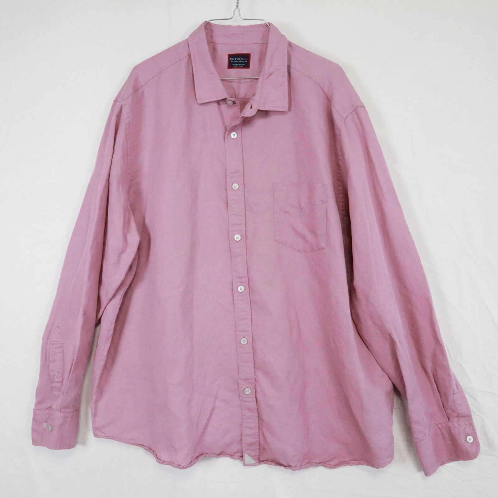 UNTUCKit Shirt Mens 3XL Linen Blend Casual Pocket Button Up Pink Long Sleeve