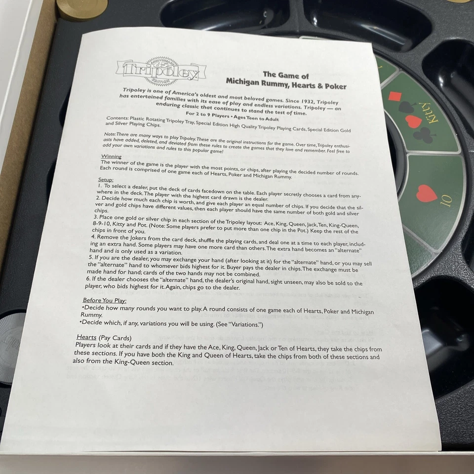 Cadaco Tripoley Special Edition Rotating Turntable Rummy Poker Hearts Complete - Image 4 of 4