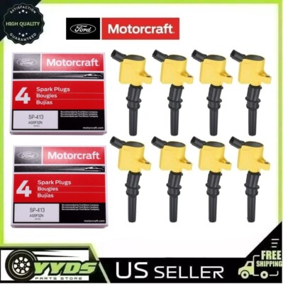 For 98-11 GRAND MARQUIS FLEXFUEL IGNITION COIL DG508Y & 8 MOTORCRAFT PLUG SP413