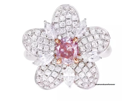 Aqua Pink 1.00CT Tourmaline & Lab-Created 1.55CT Diamonds Flower Luxury Ring