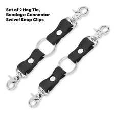 BDSM Hog Tie 9.5" Two way Pin Connector Real Cowhide Cuff With Swivel Snap Clips