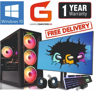 Gaming PC COMPUTER BUNDLE Core i7 16GB 480GB + 2TB GTX 1650 Win10 22''