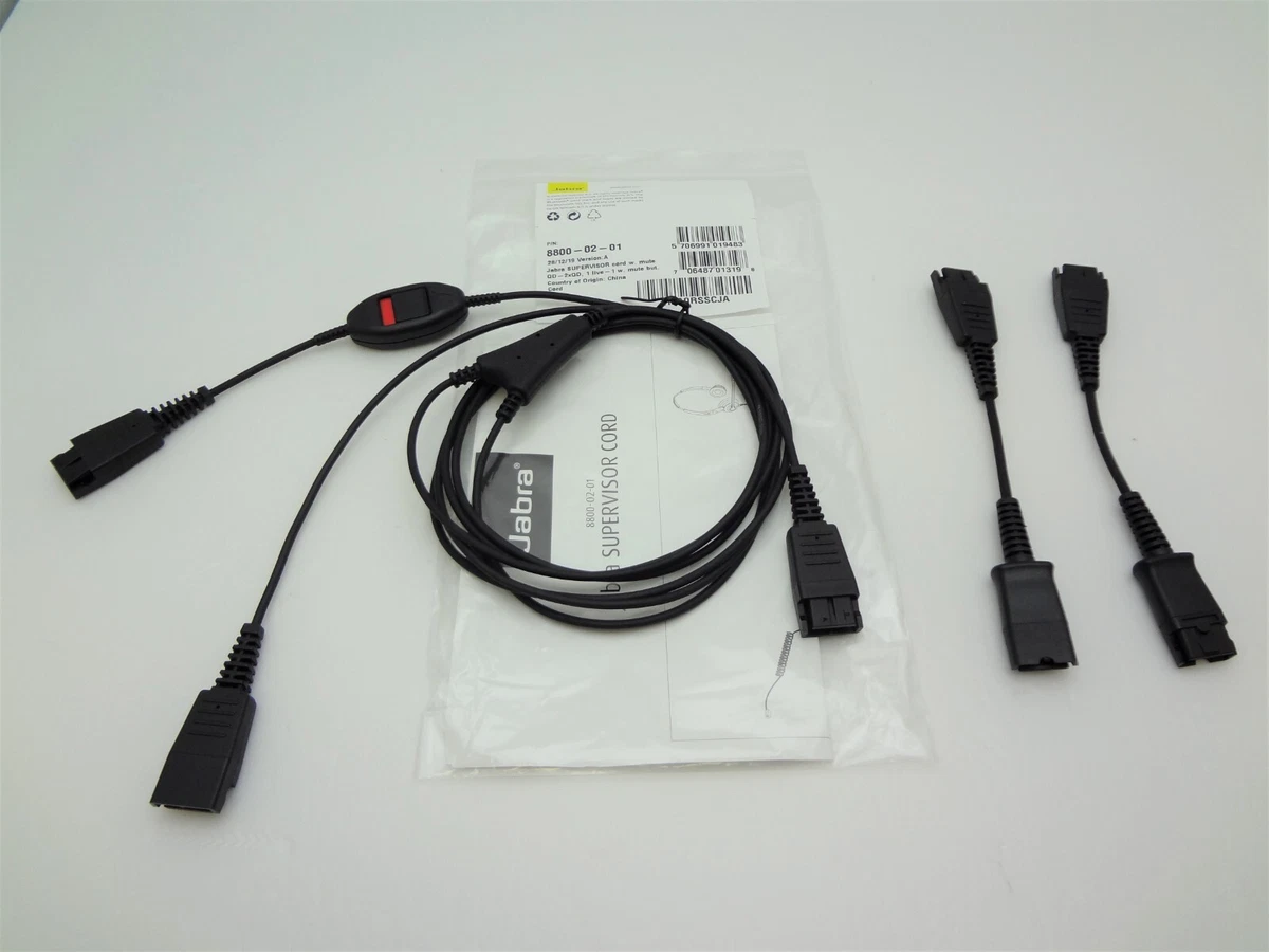 1 Jabra Y adapter cable with 2 Plantronics to Jabra QD adapter cable