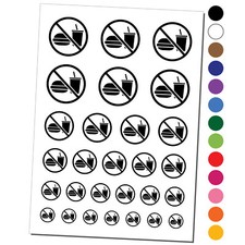 No Food or Drink Icon Temporary Tattoo Water Resistant Set Collection