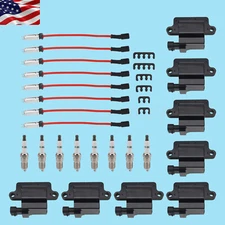 8 Pack Square Ignition Coil & Spark Plug Wire For Chevy GMC LS3 4.8/5.3/6.0/8.1L