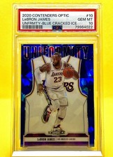 2020 Panini Optic Contenders Lebron James Uniformity Blue Cracked Ice PSA 10 