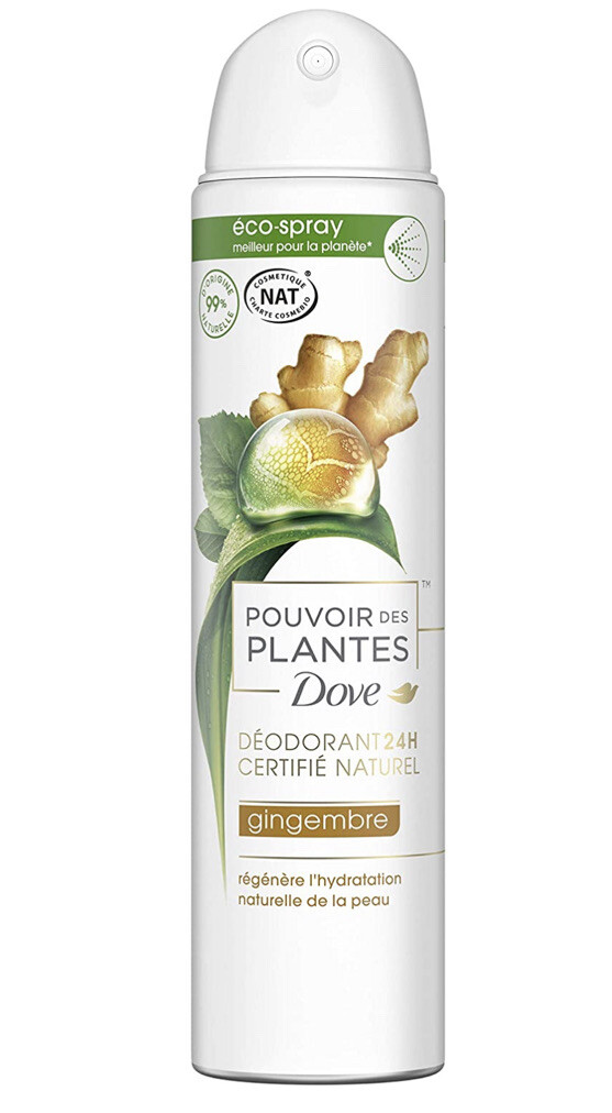 Dove déodorant spray bio au gingembre lot de 3 flacons de 75ml pour une fraîcheur quotidienne