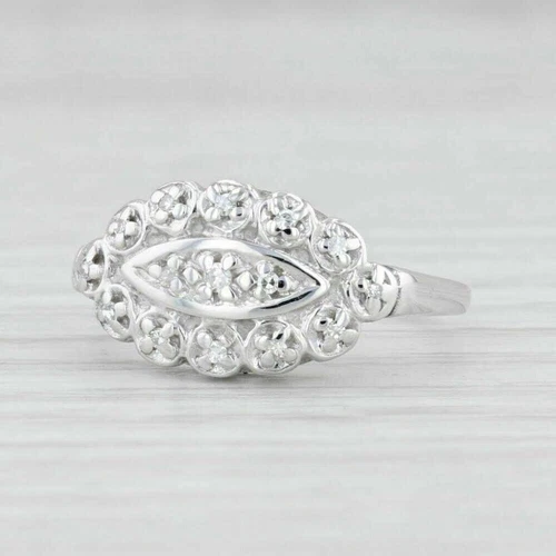 Vintage Ring With 1.97 CT Round Stone Princess Ring 14K White Gold Finish Halo