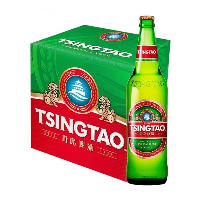 12 Bottigli Birra Tsingtao Premium Lager - Birra Cinese - 640ml - Vol: 4.7%