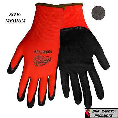 (1 DOZEN) GLOBAL TSUNAMI GRIP NITRILE COATED MECHANICS WORK GLOVES SZ MED 500MF