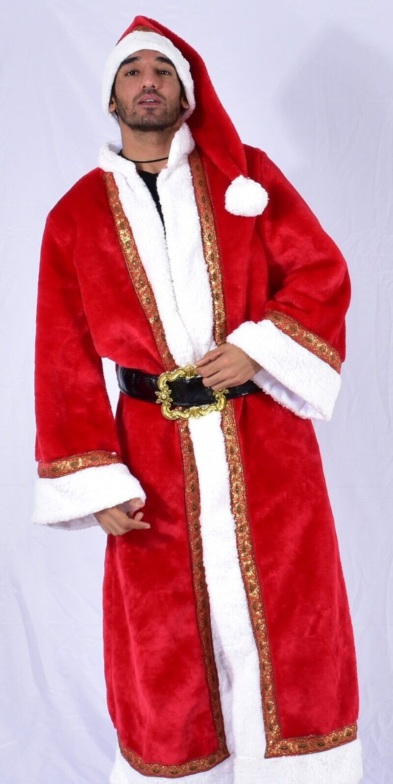 Disfraz de Papá Noel adulto, ropa de salón de lujo de Papá Noel, talla única