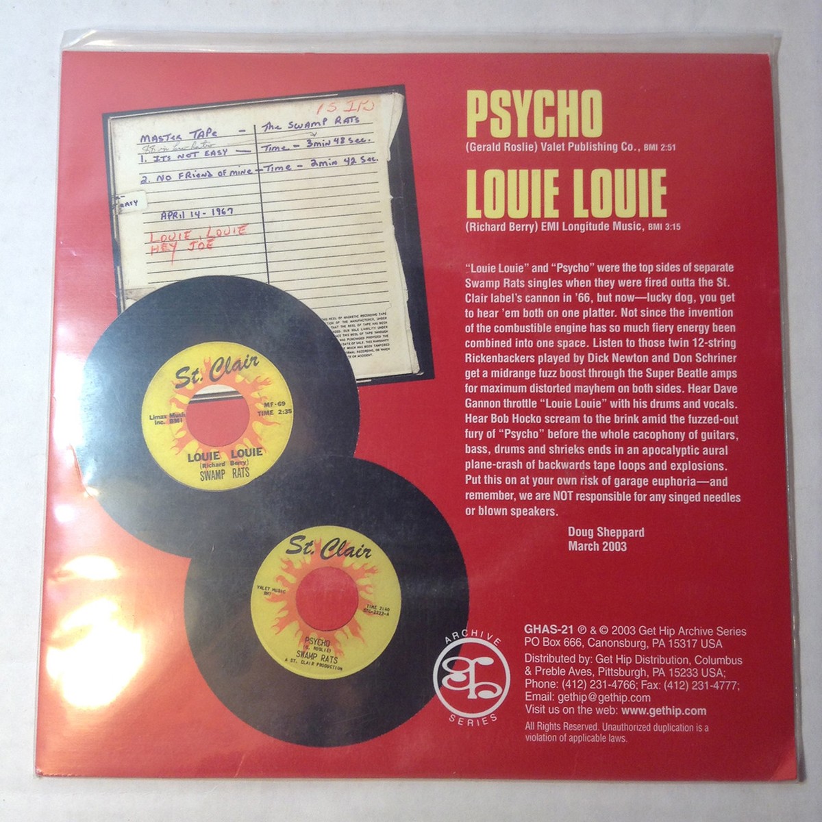 SWAMP RATS Louie Louie/Psycho 7