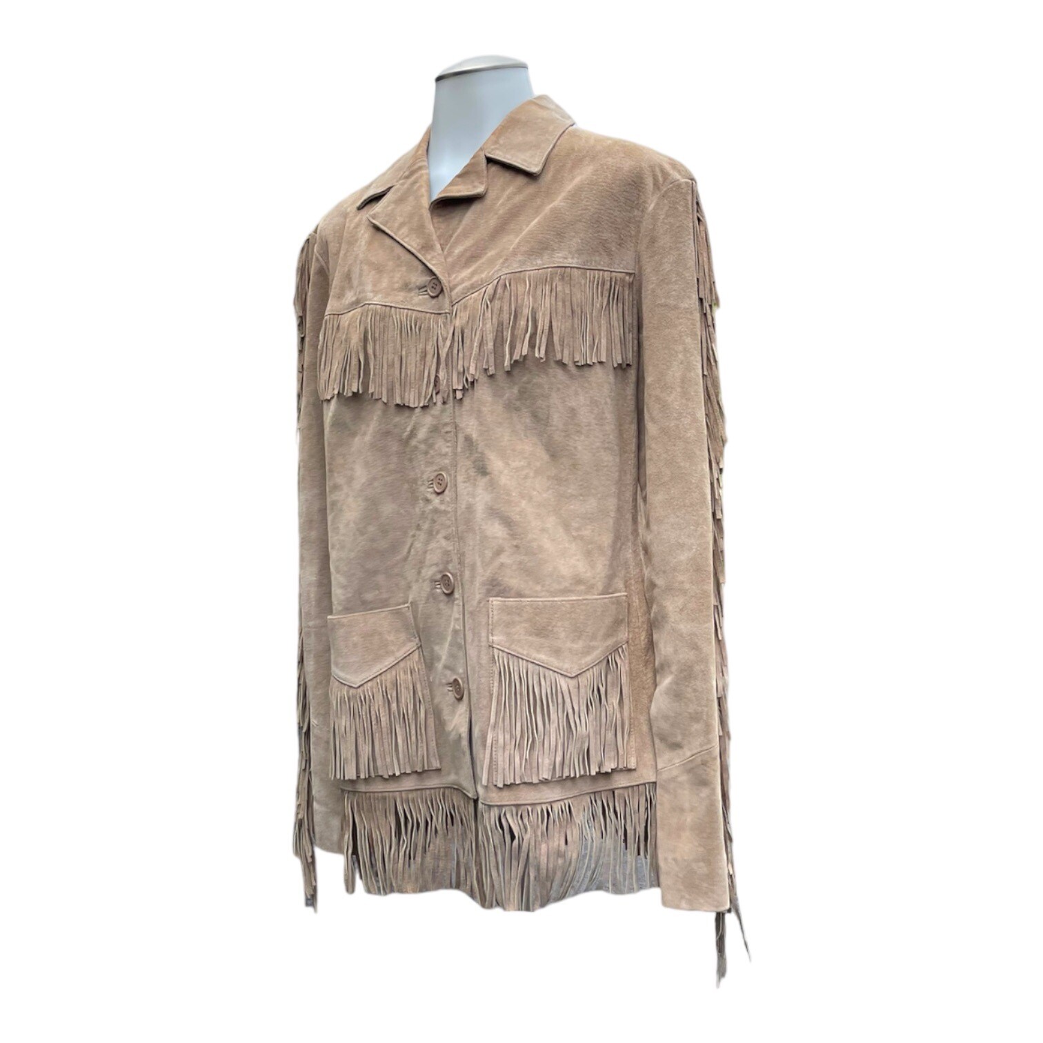 Vintage 90s NEWPORT NEWS Womens M Suede Leather Jacket Coat Fringe Western NWOT image 10