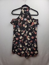 Maurices Dress Womens XS Black Floral Cold Shoulder Neck Wrap Open Back