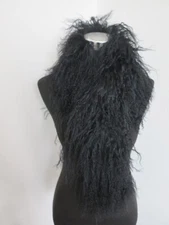  100% Real Mongolian lamb fur scarf with clip / collar/ black wrap /women cape