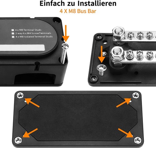 Blocco distribuzione alimentazione scatola barra bus resistente M8*4 borchie terminale 12 V-48 V 200 A - Foto 5 di 53