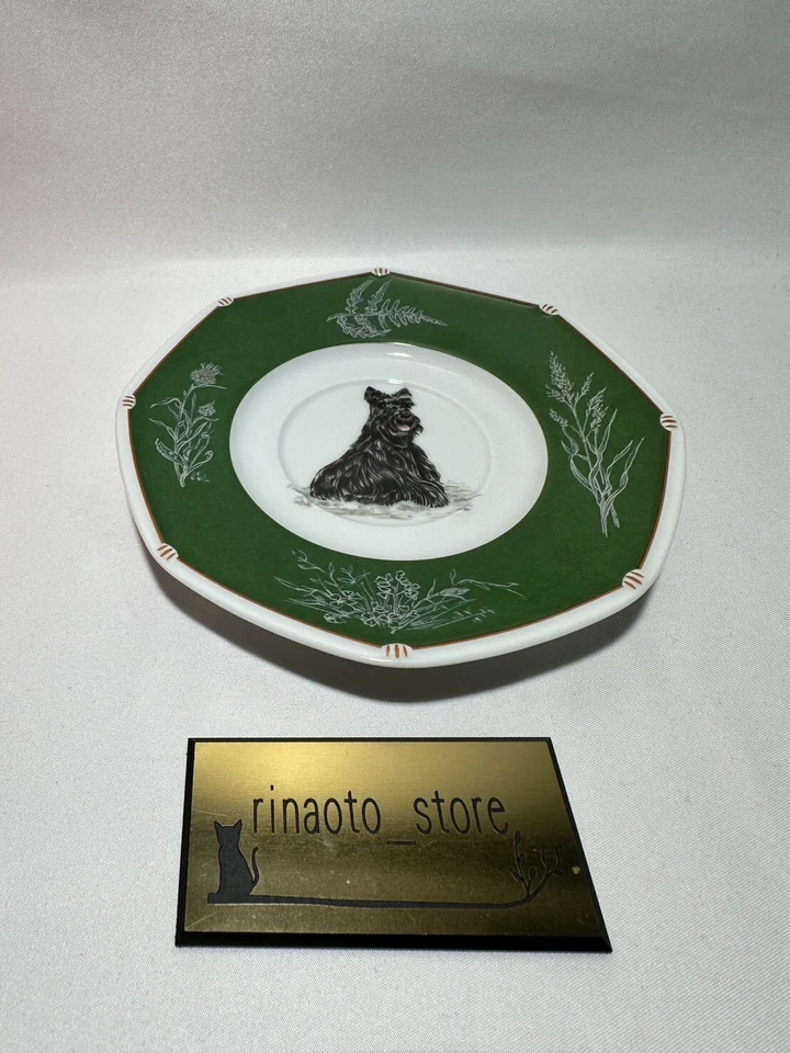 Hermes Chasse 系列狗苏格兰梗杯和碟子白色绿色日本带盒 — 第 4/4 张图片