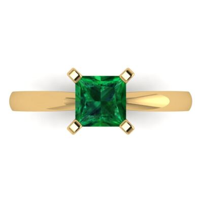 1 TCW Princess Vintage Verlobungsring, 14K Gelbgold Lab Created Edelstein
