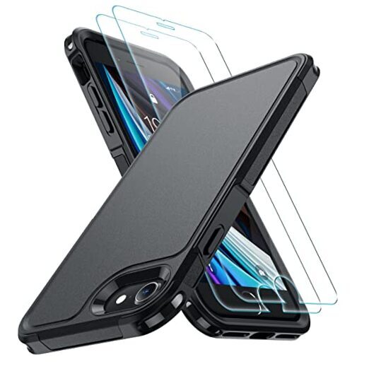 for iPhone SE Case 2022/3rd/2020,iPhone 8/7 Case,with [2xTempered Glass Black